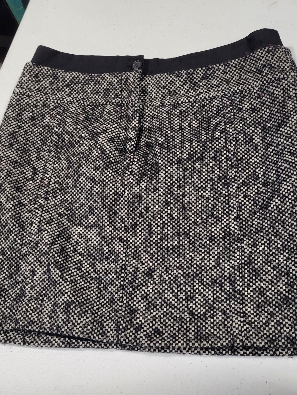 LOFT Black and White Tweed Mini Skirt